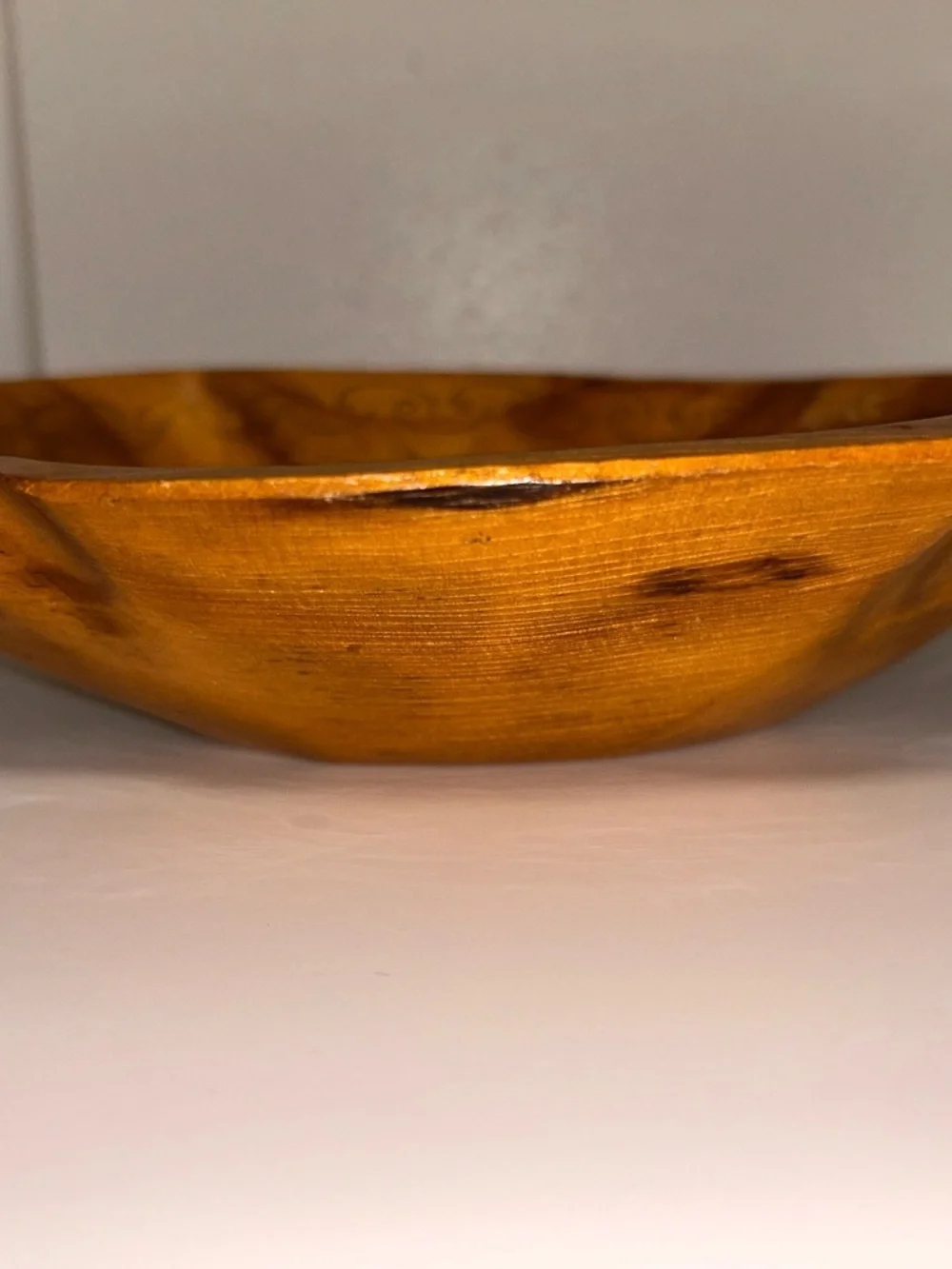 Vintage Batea wood bowl with floral decoration